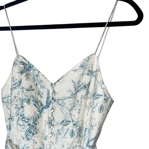 Alice + Olivia Ladies White Eyelet "Shanti" Jumpsuit w/ Blue Nature Print, 4 NWT - Picture 5 of 7